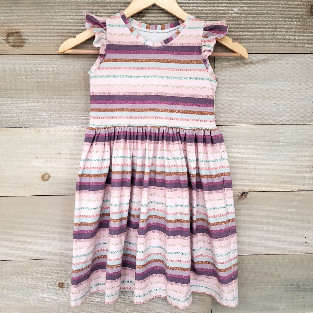 Girls Sleeveless Ruffle-Trim Dress